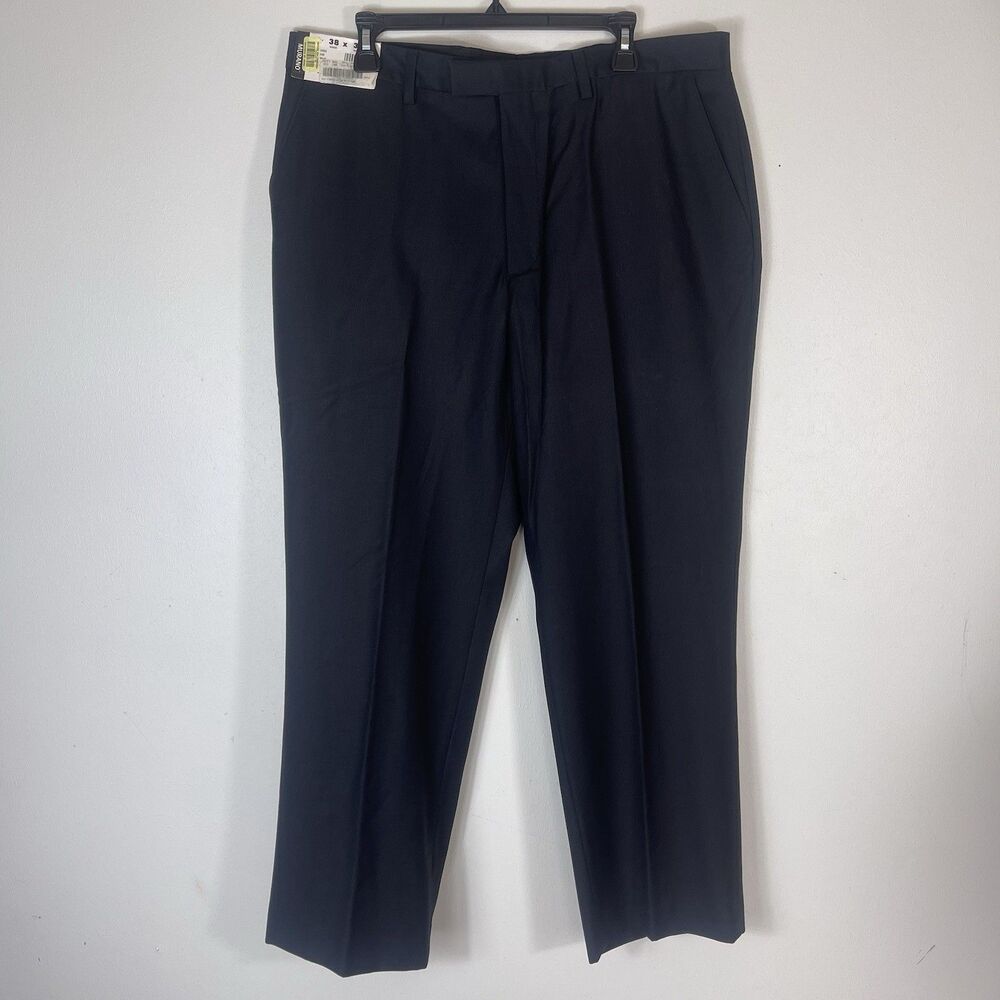 Murano Mens Pin Striped Dress Pants Black Trousers 38 x 30 Preppy Professional
